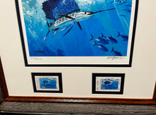 Load image into Gallery viewer, Al Barnes - 1996 Texas Saltwater Stamp Print With Double Stamps - Brand New Custom Sporting Frame