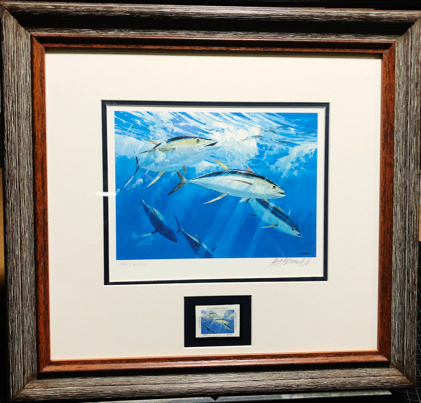 Al Barnes - 1997 Coastal Conservation Association CCA Stamp Print With Stamp - Brand New Custom Sporting Frame