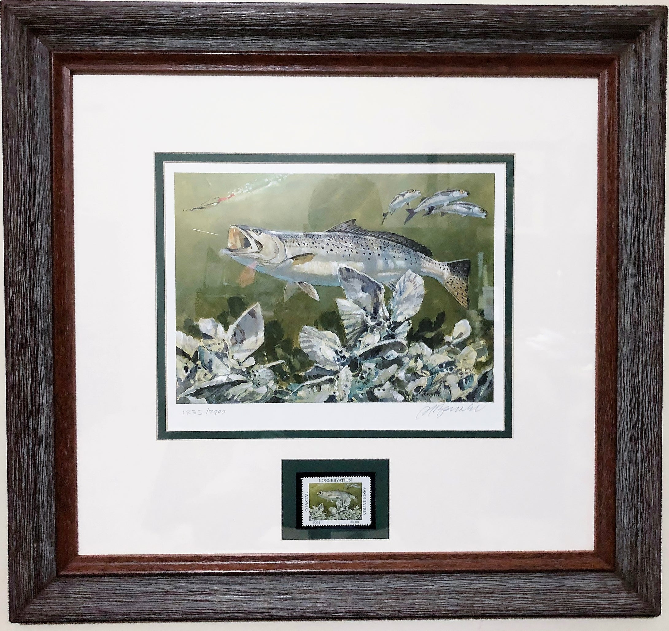 Al Barnes 2004 Coastal Conservation Association CCA Stamp Print With Stamp - Brand New Super Custom Sporting Frame