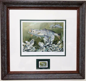 Al Barnes 2004 Coastal Conservation Association CCA Stamp Print With Stamp - Brand New Super Custom Sporting Frame