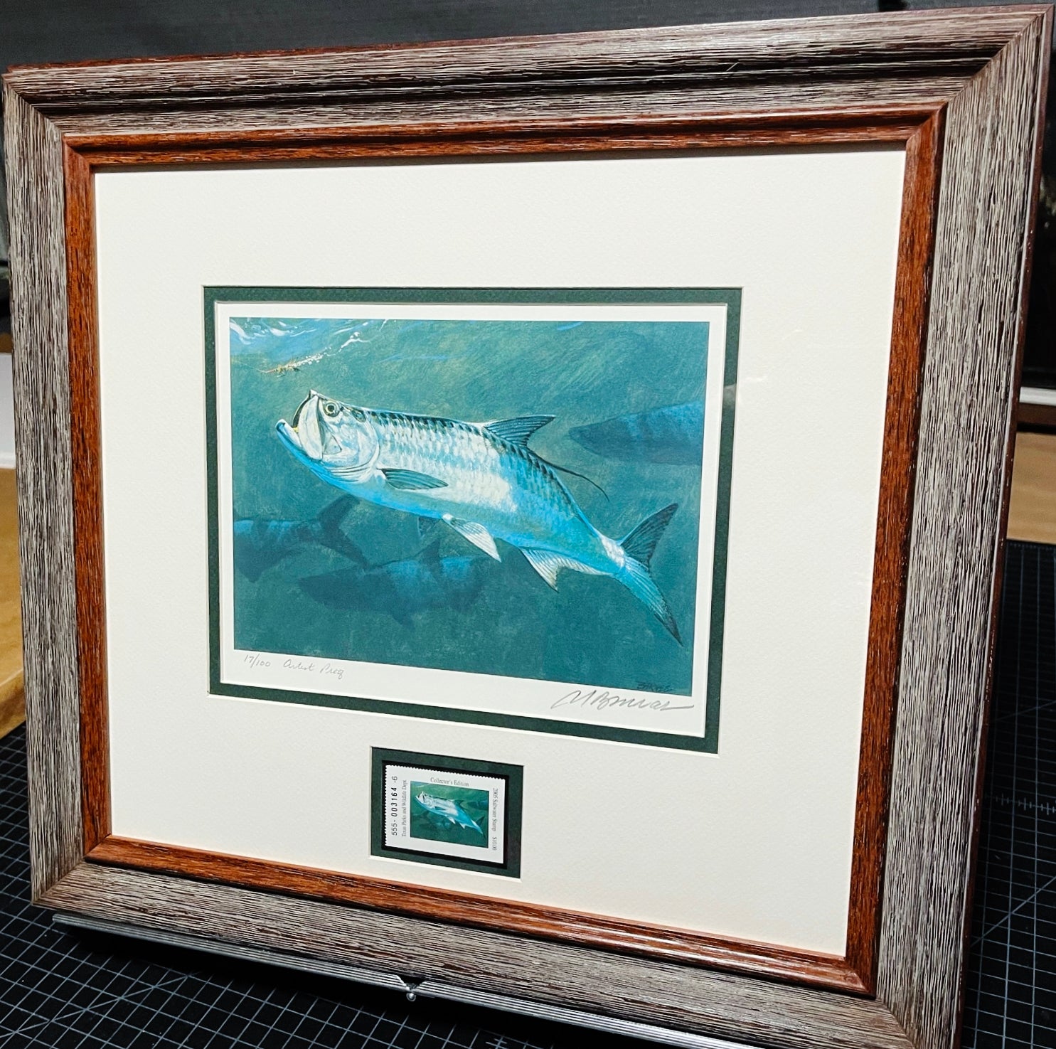 Al Barnes 2005 Texas Saltwater Stamp Print With Stamp Artist Proof - Brand New Super Custom Sporting Frame