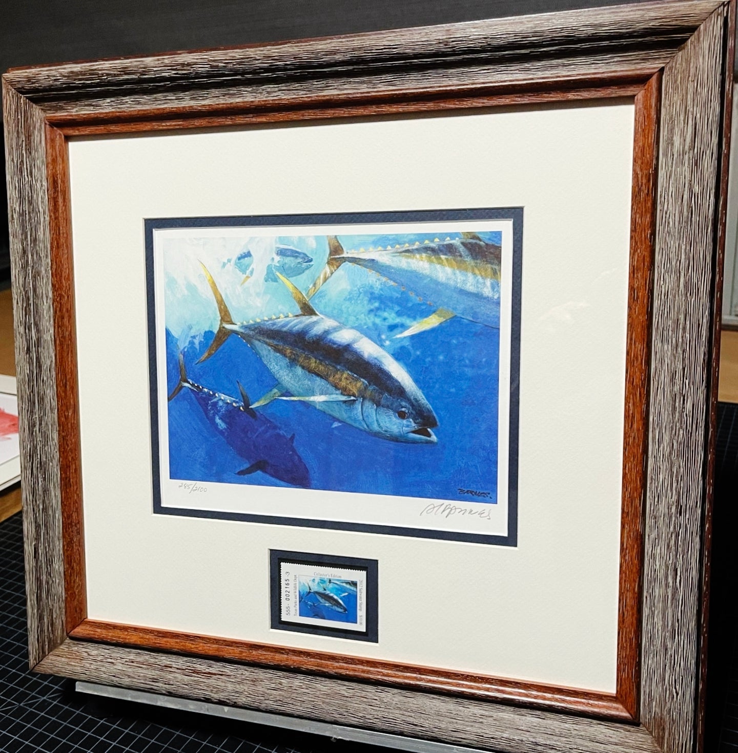 Al Barnes - 2012 Texas Saltwater Stamp Print With Stamp - Brand New Custom Sporting Frame