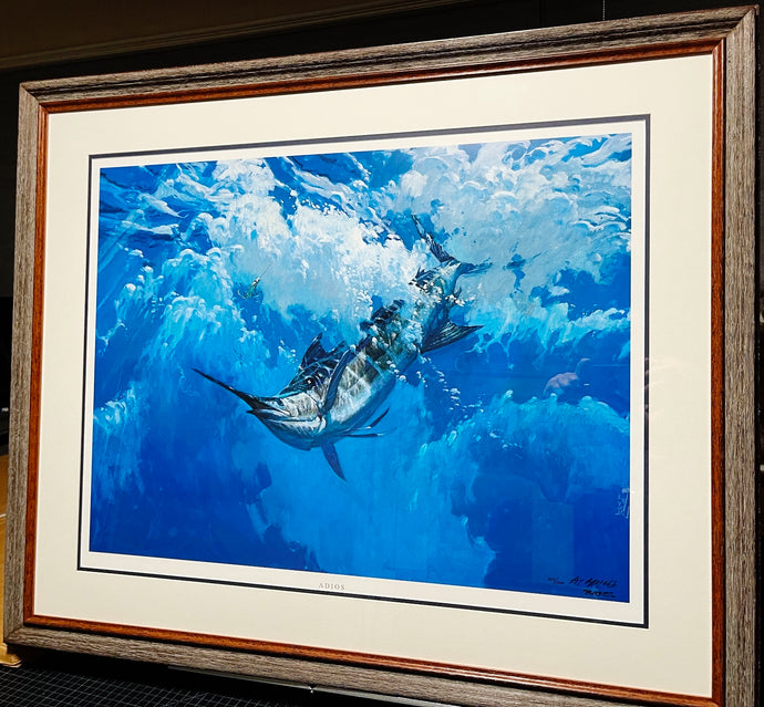 Al Barnes Adios Lithograph - Blue Marlin - Brand New Custom Sporting Frame