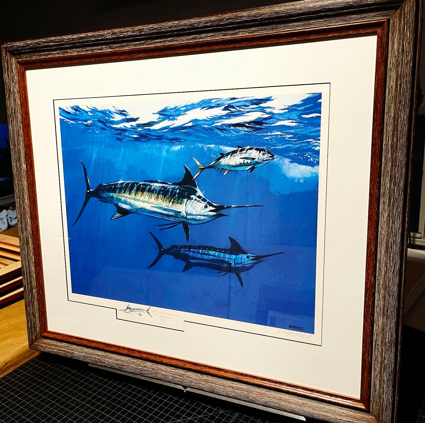 Al Barnes - Tournament Marlin - Rare Marlin Remarque - Brand New Custom Sporting Frame