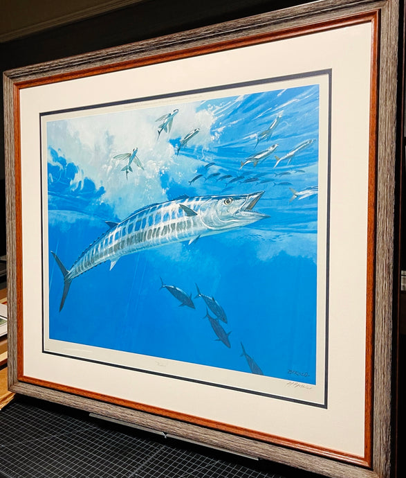 Al Barnes Wahoo Lithograph Coastal Conservation Association CCA - Brand New Super Custom Sporting Frame