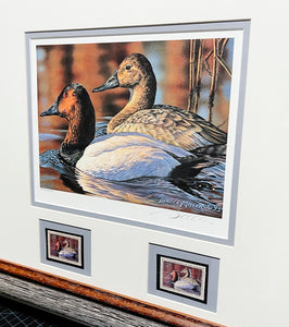 Bruce Miller - 1993 Federal Migratory Duck Stamp Print With Double Stamps - Brand New Custom Sporting Frame