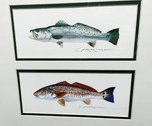 Load image into Gallery viewer, Chance Yarbrough - 2016 Coastal Conservation Association CCA Stamp Print Artist Proof With Double Stamps - 2 Beautiful 6&quot; x 12&quot; Original Watercolor Inlays - Brand New Custom Sporting Frame