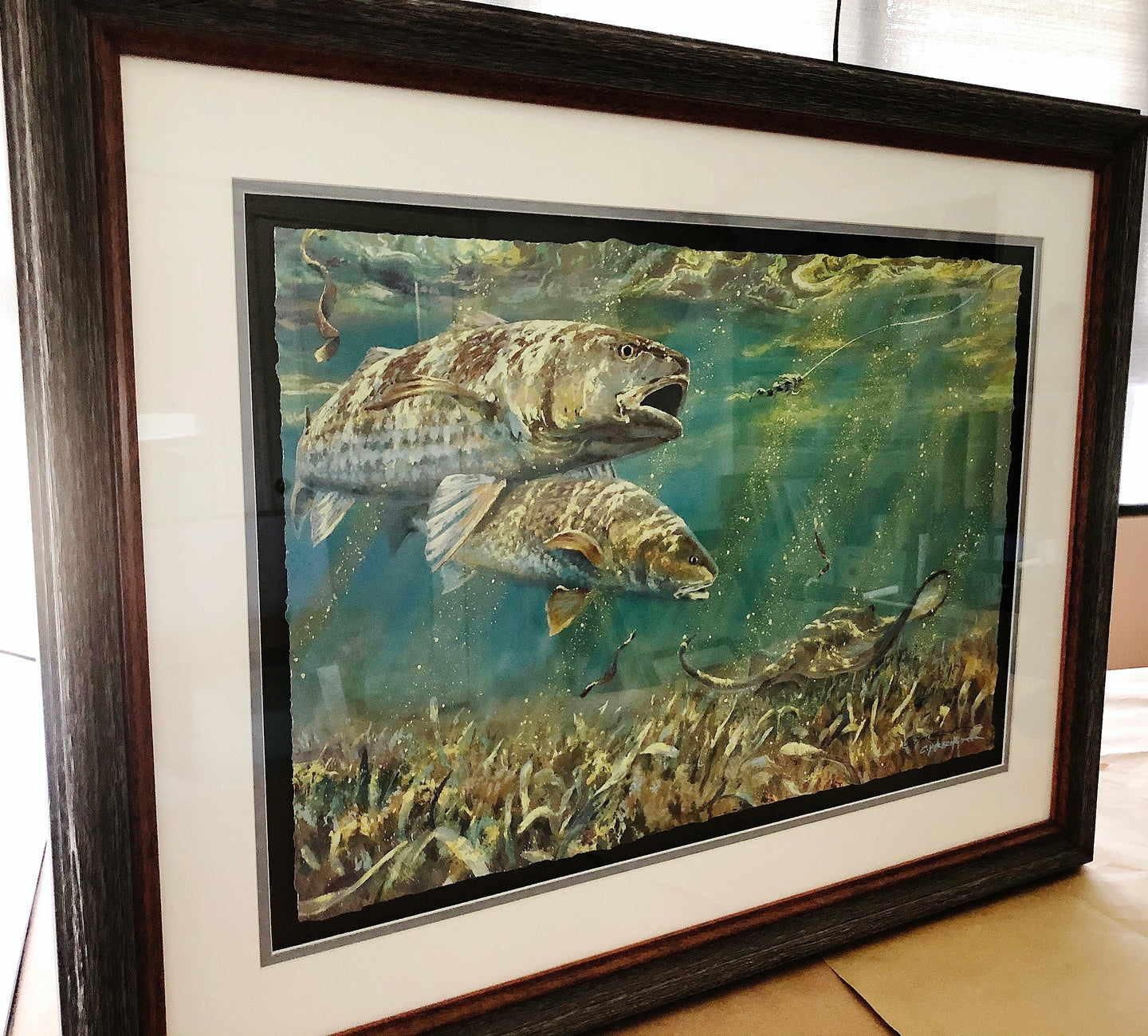 Chance Yarbrough - B&R Double - GiClee Redfish and Stingray - Brand New Custom Sporting Frame