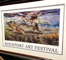 Load image into Gallery viewer, Chance Yarbrough - Fence Lake Frenzy Rockport Art Poster 2015 - Redfish &amp; Speck - Brand New Custom Sporting Frame