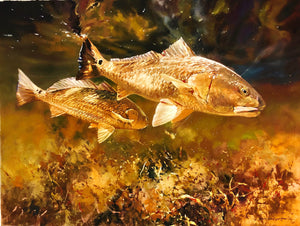 Chance Yarbrough - On The Prowl - GiClee - Two Redfish - Brand New Custom Sporting Frame