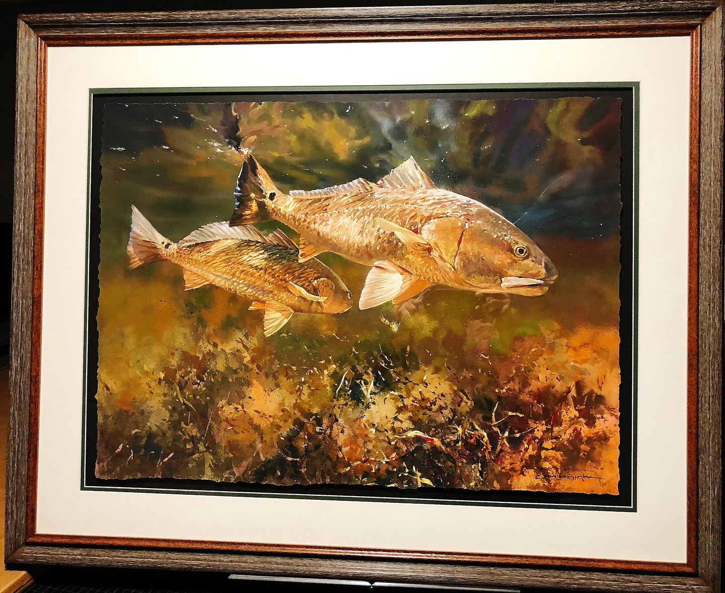 Chance Yarbrough - On The Prowl - GiClee - Two Redfish - Brand New Custom Sporting Frame