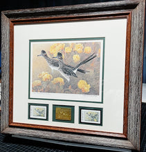 Load image into Gallery viewer, Charles Beckendorf - 1995 Texas Non-Game Medallion Edition Stamp Print With Double Stamps - Brand New Custom Sporting Frame