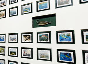 Complete Set Coastal Conservation Association, CCA Stamps 1983 To 2017 Shadow Box With Spoon - Brand New Custom Sporting Frame