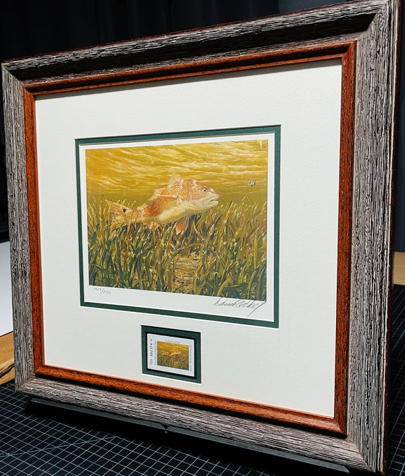 David Hall 2013 Texas Saltwater Stamp Print With Stamp - Brand New Super Custom Sporting Frame