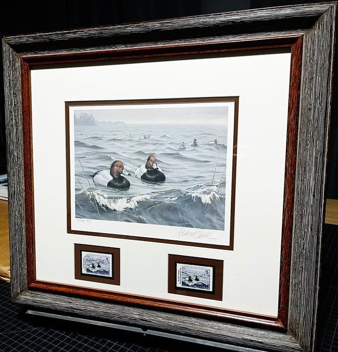 Daniel Smith 1990 Ducks Unlimited Stamp Print With Double Stamps - Brand New Super Custom Sporting Frame