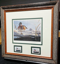 Load image into Gallery viewer, Daniel Smith 1991 Texas Waterfowl Duck Stamp Print With Double Stamps - Brand New Custom Sporting Frame