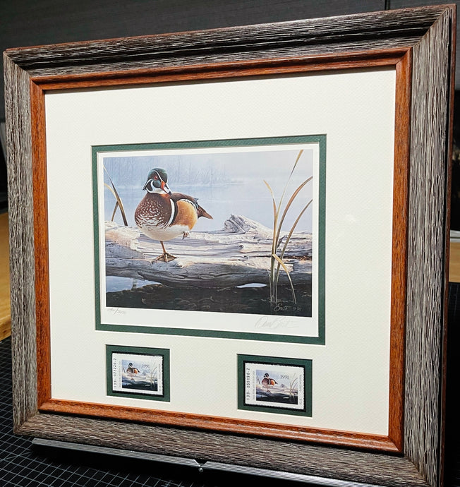 Daniel Smith 1991 Texas Waterfowl Duck Stamp Print With Double Stamps - Brand New Super Custom Sporting Frame