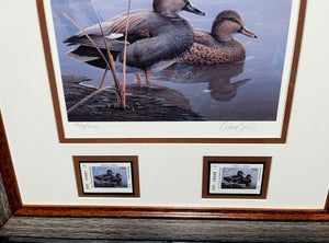 Daniel Smith - 1996 Texas Texas Waterfowl Stamp Print With Double Stamps - Brand New Custom Sporting Frame