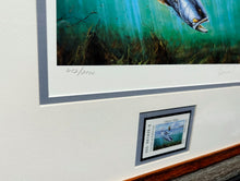 Load image into Gallery viewer, David Drinkard - 1998 Texas Saltwater&quot; Stamp Print With Stamp - Brand New Custom Sporting Frame