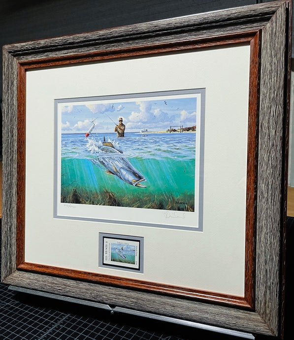 David Drinkard 1998 Texas Saltwater Stamp Print With Stamp - Brand New Super Custom Sporting Frame