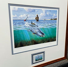 Load image into Gallery viewer, David Drinkard - 1998 Texas Saltwater&quot; Stamp Print With Stamp - Brand New Custom Sporting Frame