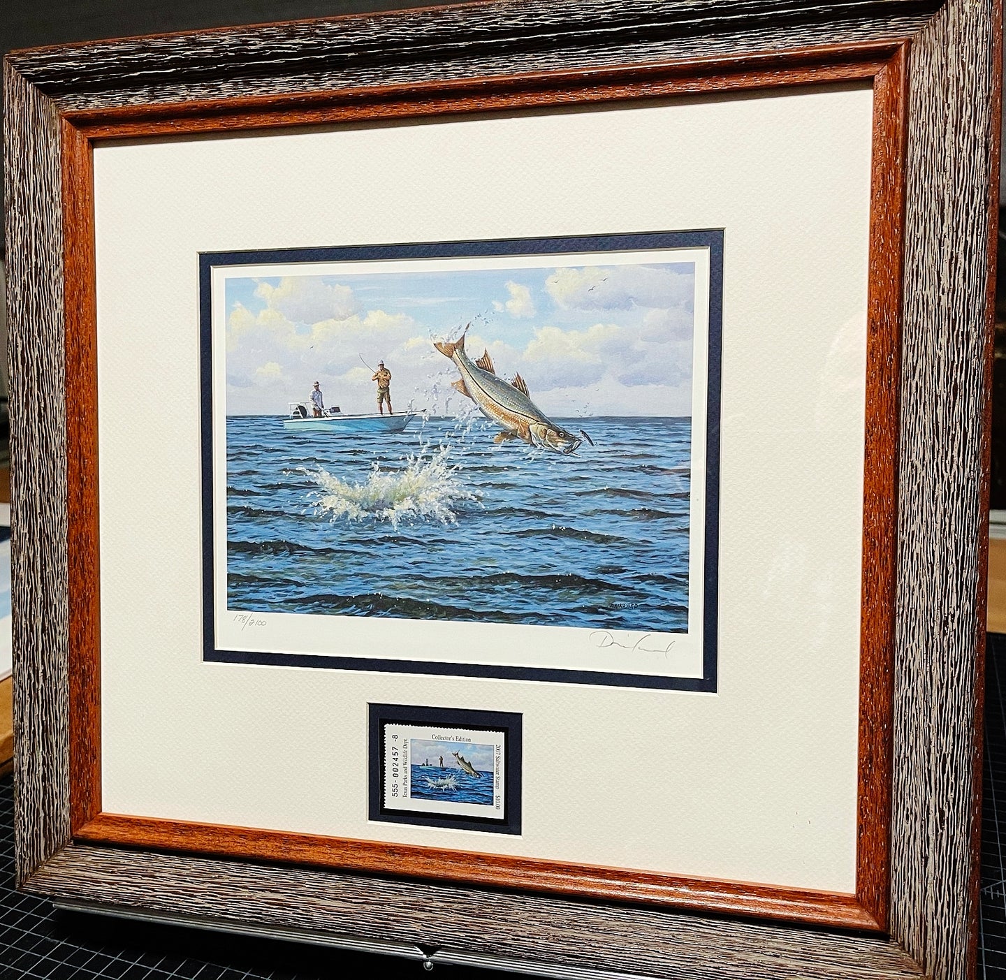 David Drinkard - 2007 Texas Saltwater Stamp Print With Stamp - Brand New Custom Sporting Frame