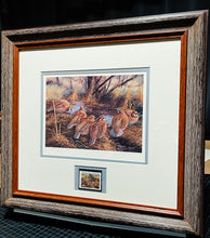 Load image into Gallery viewer, David Maass - 1986 International Quail Foundation - Quail Research Stamp Print With Stamp - Brand New Custom Sporting Frame