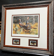 Load image into Gallery viewer, David Maass - 1986 Texas Turkey Stamp Print With Double Stamps - Brand New Custom Sporting Frame