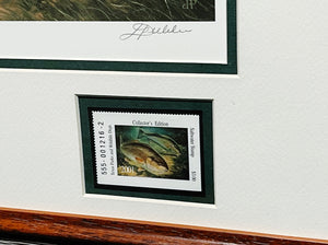 Diane Rome Peebles 2001 Texas Saltwater Stamp Print With Double Stamps Artist Proof - Brand New Custom Sporting Frame