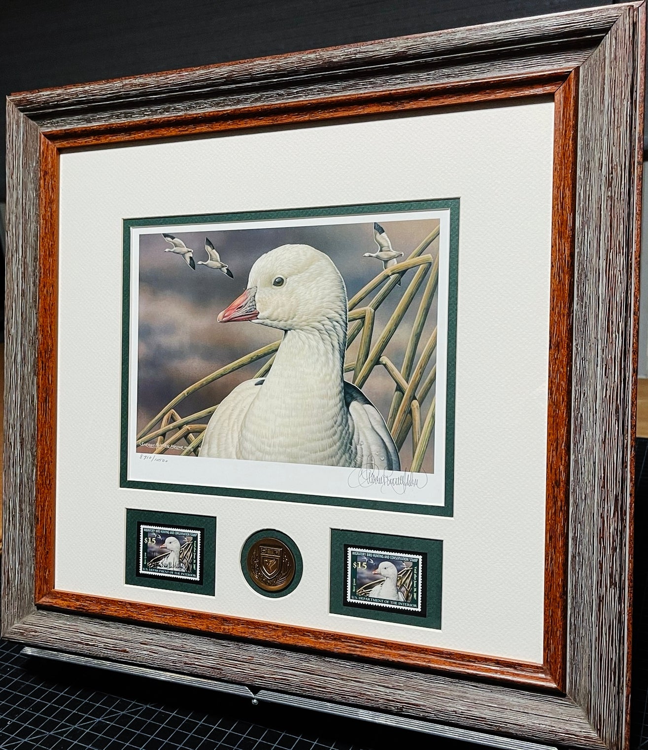 Sherrie Russell Meline 2006 Federal Duck Stamp Print Gold Medallion Edition With Double Stamps - Brand New Custom Sporting Frame