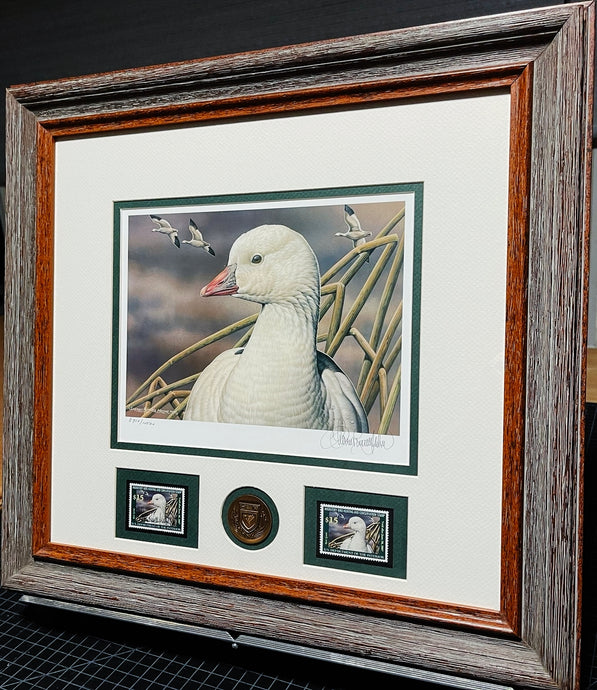Sherrie Russell Meline 2006 Federal Duck Stamp Print Gold Medallion Edition With Double Stamps - Brand New Super Custom Sporting Frame