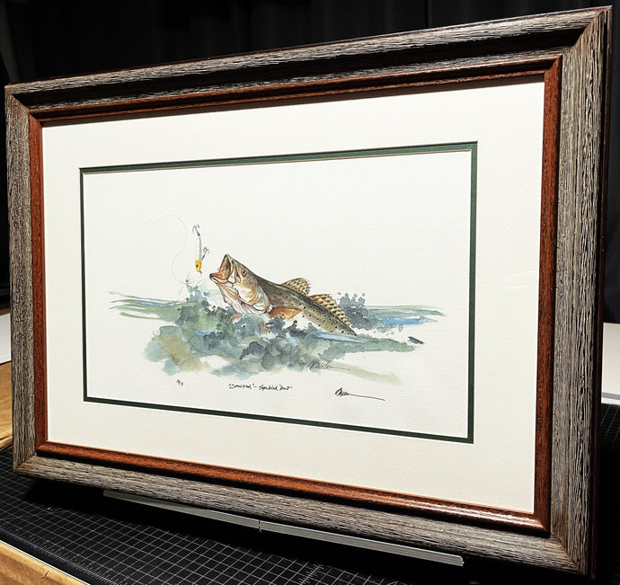 Don Breeden Spooked Speckled Trout GiClee Quarter Sheet - Brand New Super Custom Sporting Frame