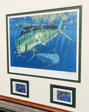 Load image into Gallery viewer, Don Ray 1997 Texas Saltwater Stamp Print With Double Stamps - Brand New Super Custom Sporting Frame