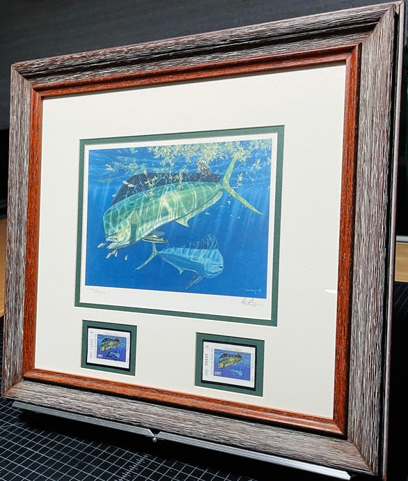 Don Ray 1997 Texas Saltwater Stamp Print With Double Stamps - Brand New Super Custom Sporting Frame