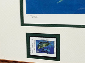 Don Ray - 1997 Texas Saltwater Stamp Print With Double Stamps - Brand New Custom Sporting Frame