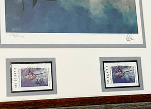 Don Ray - 2004 Texas Saltwater Stamp Print With Double Stamps - Brand New Custom Sporting Frame