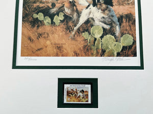 Eldridge Hardie 2002 Texas Quail Stamp Print With Stamp - Brand New Super Custom Sporting Frame