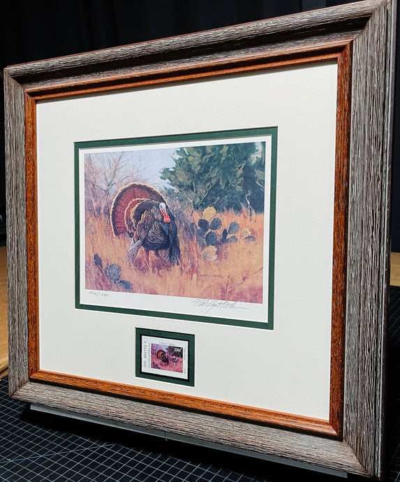 Eldridge Hardie 2004 Texas Turkey Stamp Print With Stamp - Brand New Super Custom Sporting Frame