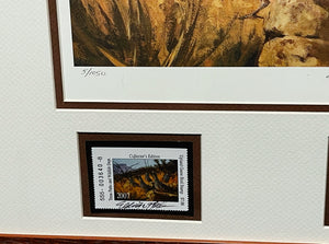 Eldridge Hardie - 2007 Texas Upland Game Bird Stamp Print With Double Stamps - Brand New Custom Sporting Frame