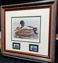 Load image into Gallery viewer, Gerald Mobley - 1985 Oklahoma Department Of Wildlife Conservation Stamp Print With Double Stamps - Brand New Custom Sporting Frame
