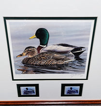 Load image into Gallery viewer, Gerald Mobley - 1985 Oklahoma Department Of Wildlife Conservation Stamp Print With Double Stamps - Brand New Custom Sporting Frame
