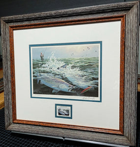 Herb Booth - 1984 Coastal Conservation Association GCCA CCA Stamp Print With Stamp - Brand New Custom Sporting Frame
