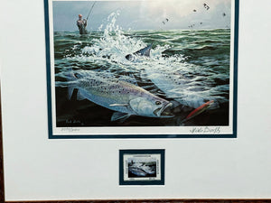 Herb Booth - 1984 Coastal Conservation Association GCCA CCA Stamp Print With Stamp - Brand New Custom Sporting Frame