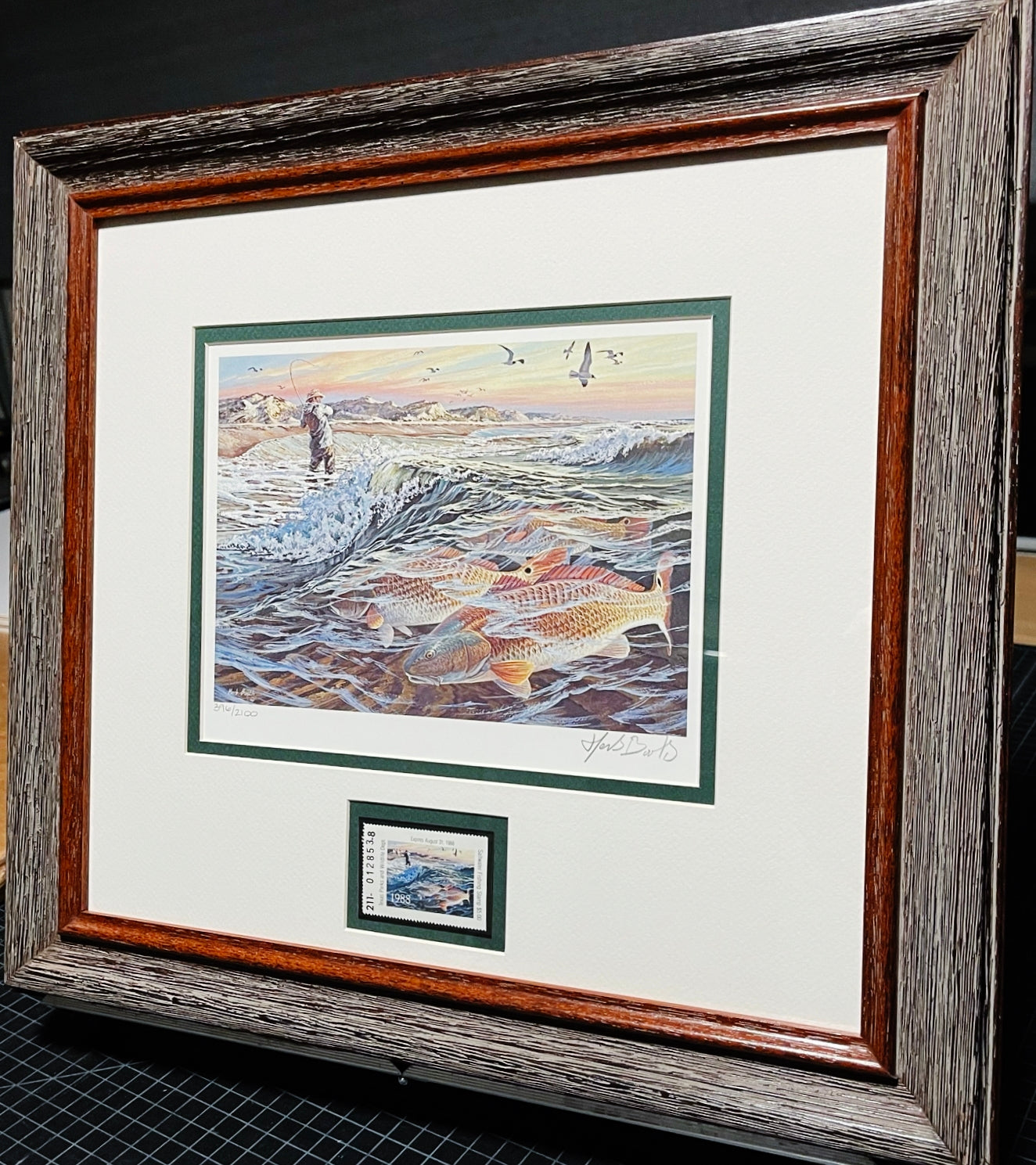 Herb Booth 1988 Texas Saltwater Stamp Print With Stamp - Brand New Custom Sporting Frame
