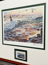Load image into Gallery viewer, Herb Booth 1988 Texas Saltwater Stamp Print With Stamp - Brand New Super Custom Sporting Frame