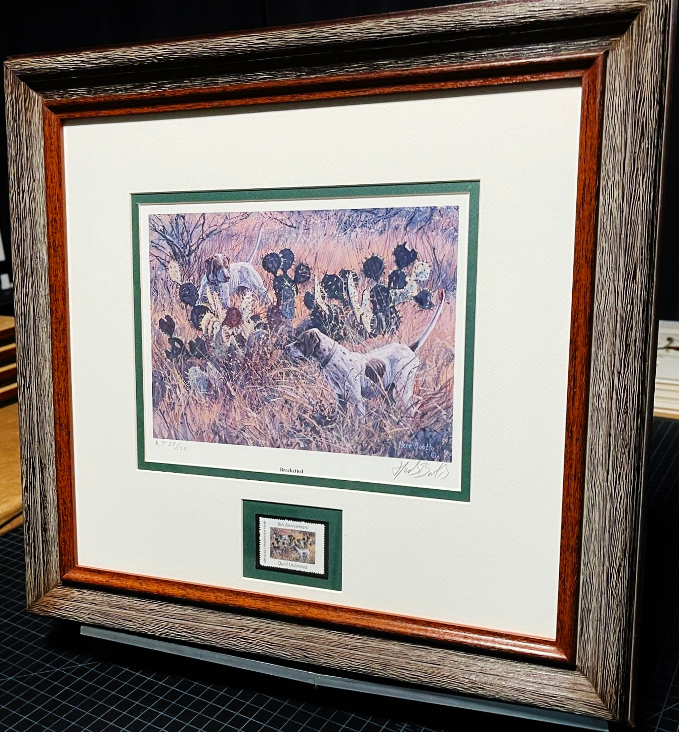 Herb Booth 1989 Quail Unlimited Stamp Print With Stamp 