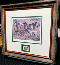 Load image into Gallery viewer, Herb Booth 1989 Quail Unlimited Stamp Print With Stamp &quot;Bracketted&quot; - Brand New Super Custom Sporting Frame