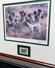 Load image into Gallery viewer, Herb Booth 1989 Quail Unlimited Stamp Print With Stamp &quot;Bracketted&quot; - Brand New Super Custom Sporting Frame