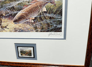 Herb Booth - 1990 Coastal Conservation Association CCA Stamp Print With Stamp - Brand New Custom Sporting Frame