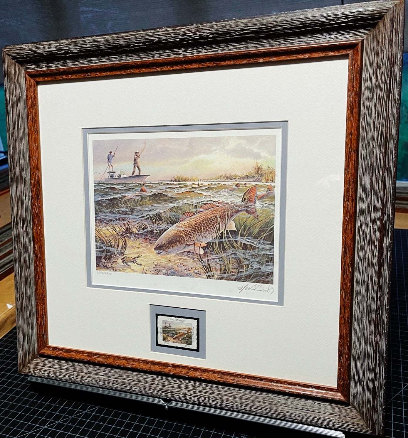 Herb Booth - 1990 Coastal Conservation Association CCA Stamp Print With Stamp - Brand New Custom Sporting Frame